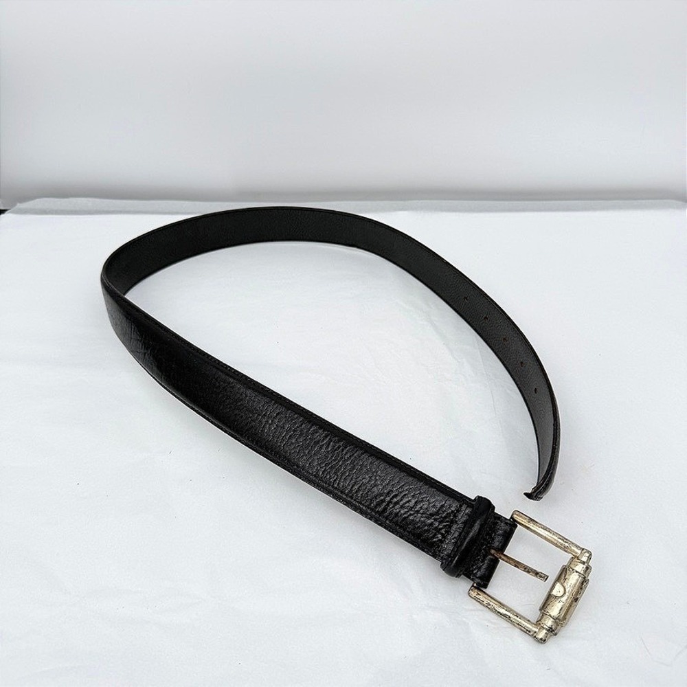 Jamie Leather Belt Black Subtle Textured Silver Buckle Casual Classic Size 32